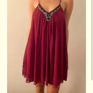 Express Babydoll Burgundy Dress - Small